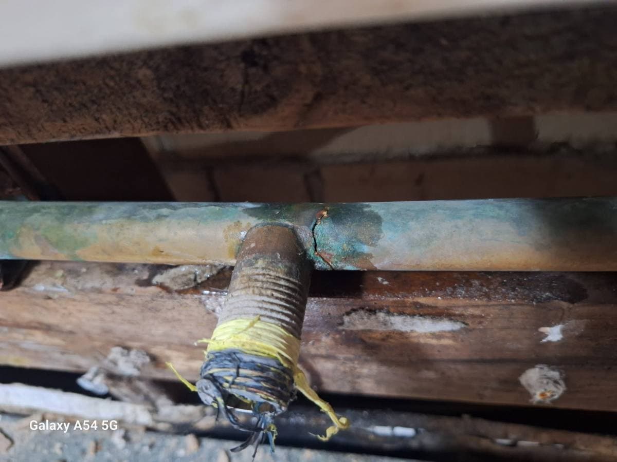 Burst copper pipe repaired under an Adelaide floor