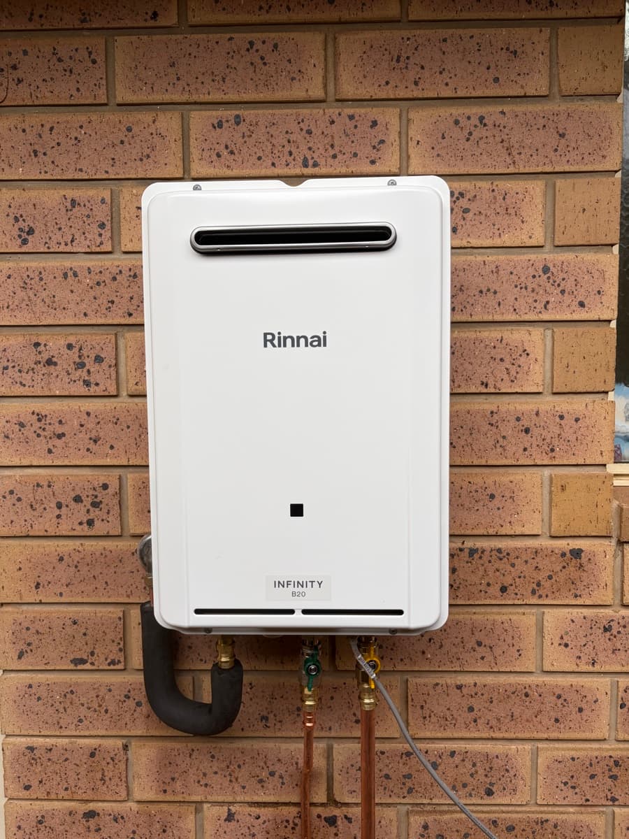 Rinnai Infinity continuous flow hot water installed